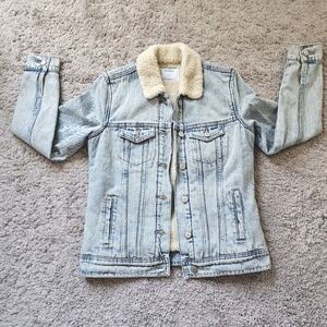 Light Blue Denim Jacket with Sherpa Collar